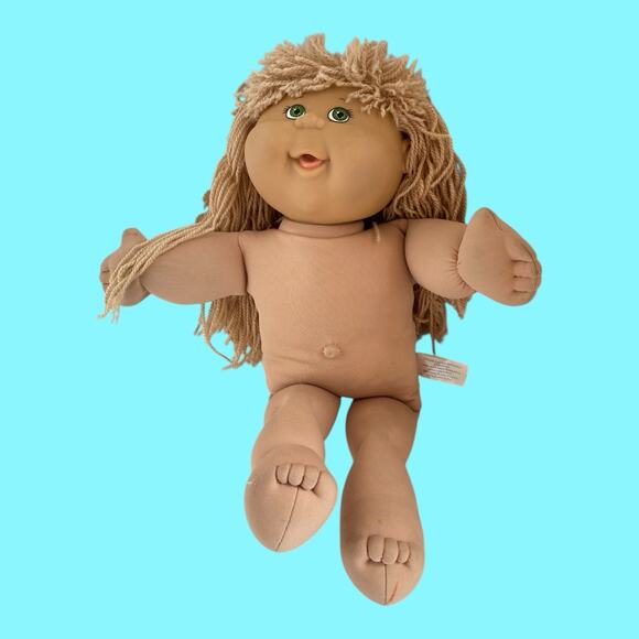 Vtg Cabbage Patch Kids Doll Blonde Hair Green Eyes Girl Dimples Play Along CPK - Picture 9 of 16